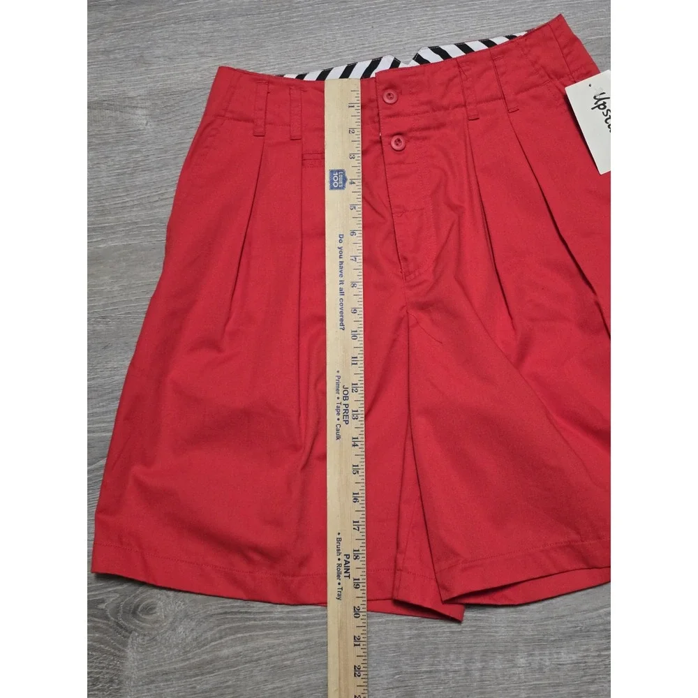 Upstart! Women's Red Pleated High Waist Mom Shorts Size 13/14 Patriotic Nautical